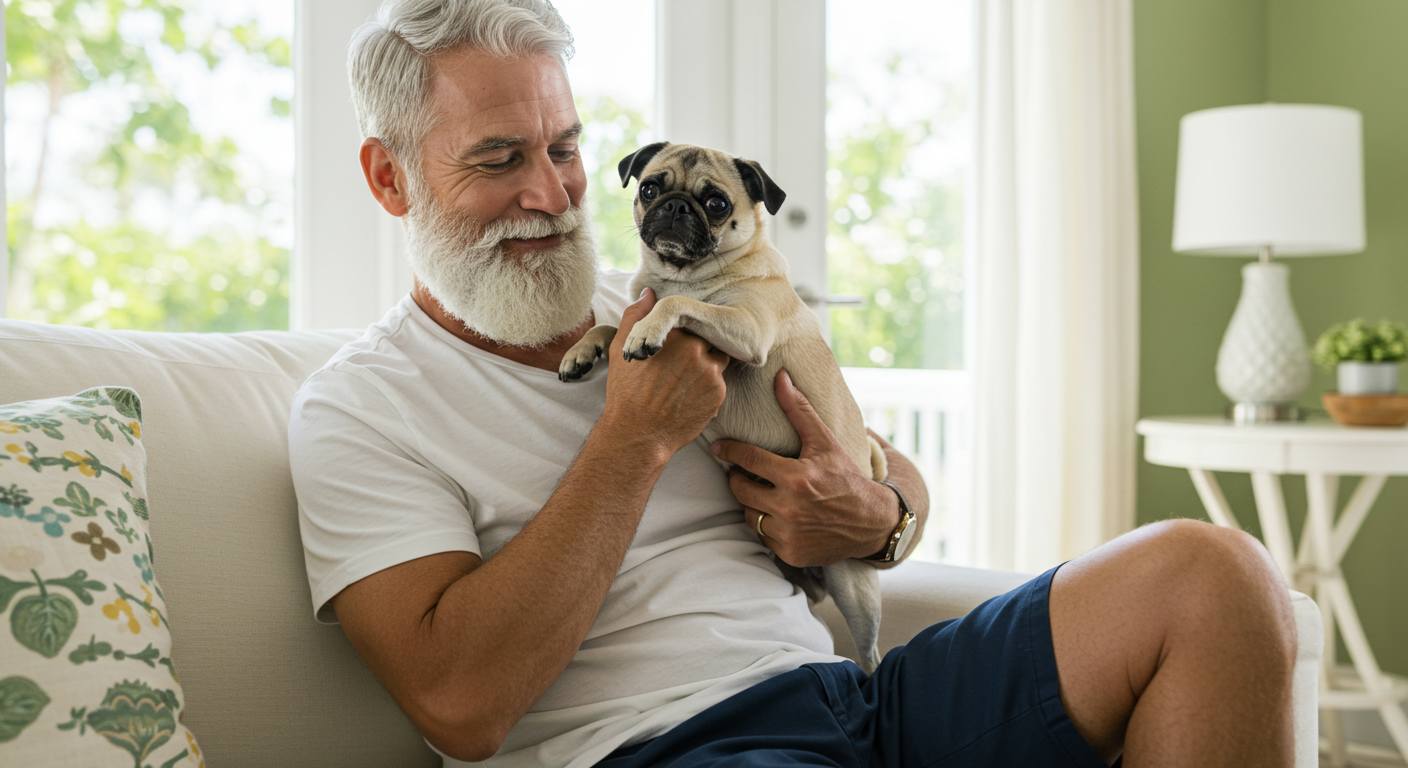 happy pet owner at Florida Mobile Pet grooming